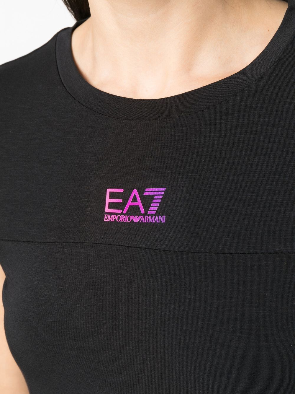 Shop Ea7 Ombré Logo-print T-shirt In Black