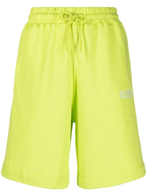 GANNI embroidered logo track shorts