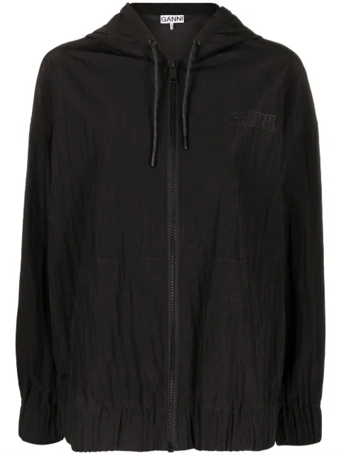 GANNI logo-print hooded jacket