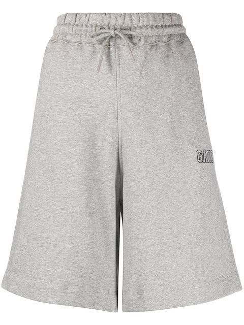 GANNI embroidered logo track shorts