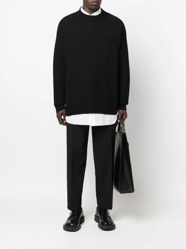 JIL SANDER■プリーツ ストレートレッグパンツ ウール スリット Jil Sander プリーツ ストレートパンツ | ブラック | FARFETCH JP