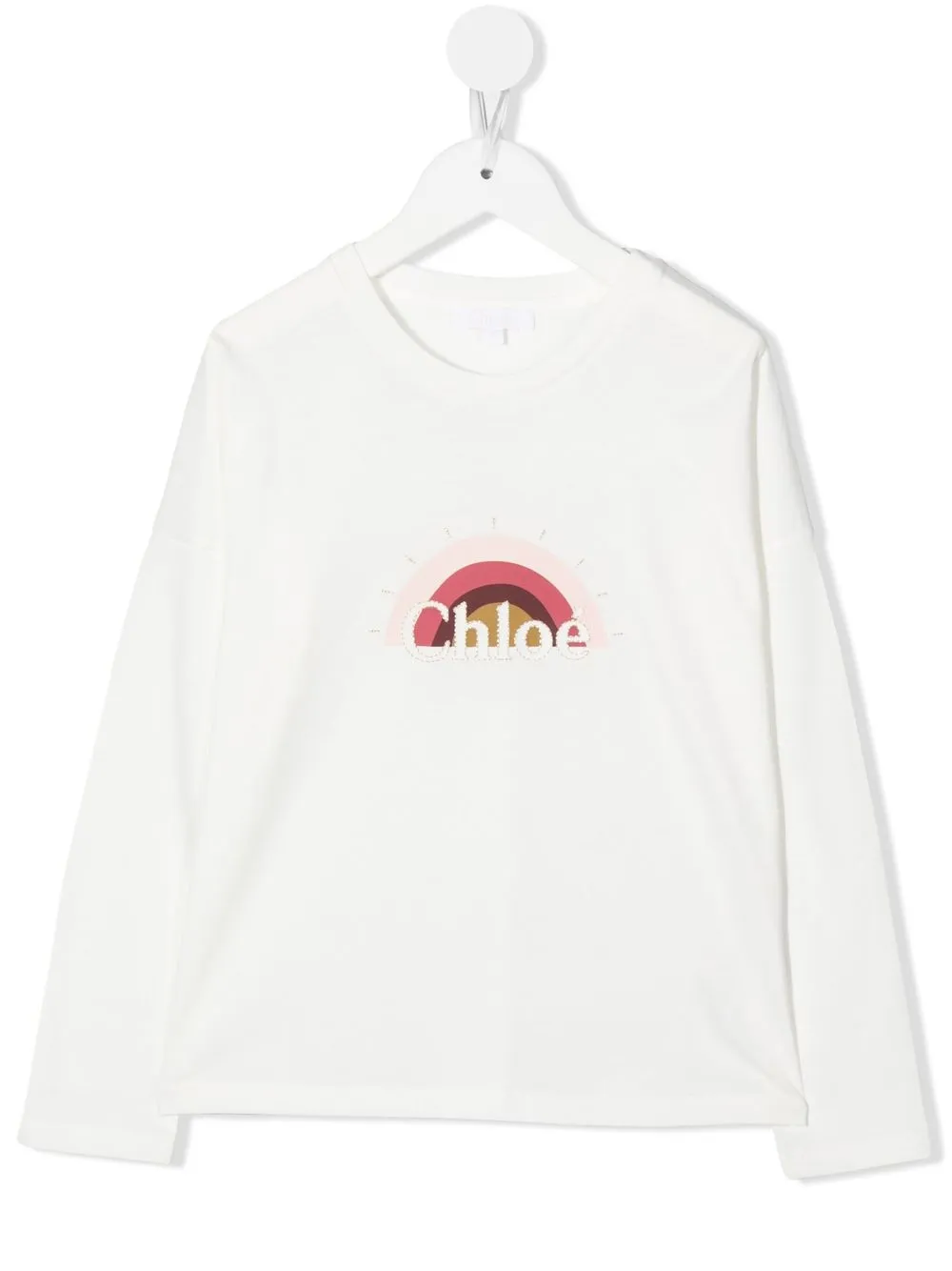 

Chloé Kids playera manga larga con logo estampado - Blanco