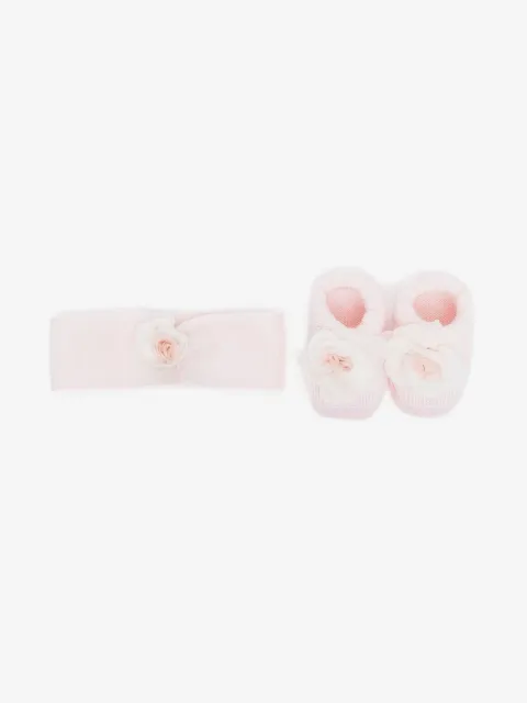 La Perla Kids floral-appliqué booties & headband set 
