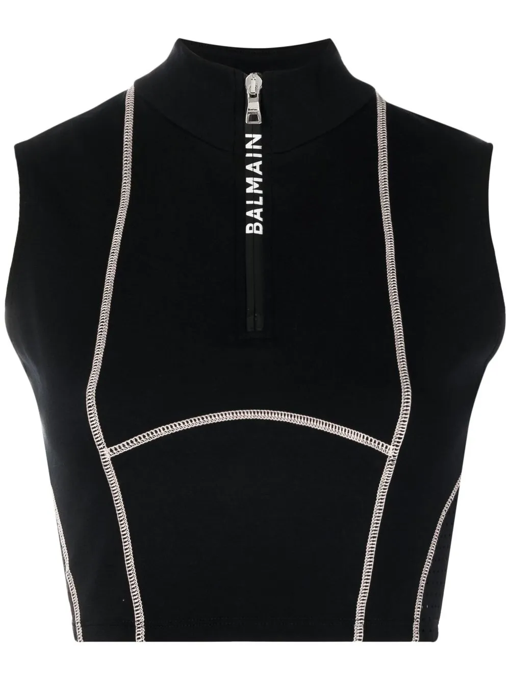 

Balmain top corto con logo estampado - Negro