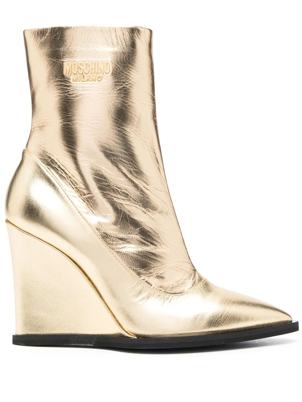 

Moschino pointed-toe 110mm boots - Gold