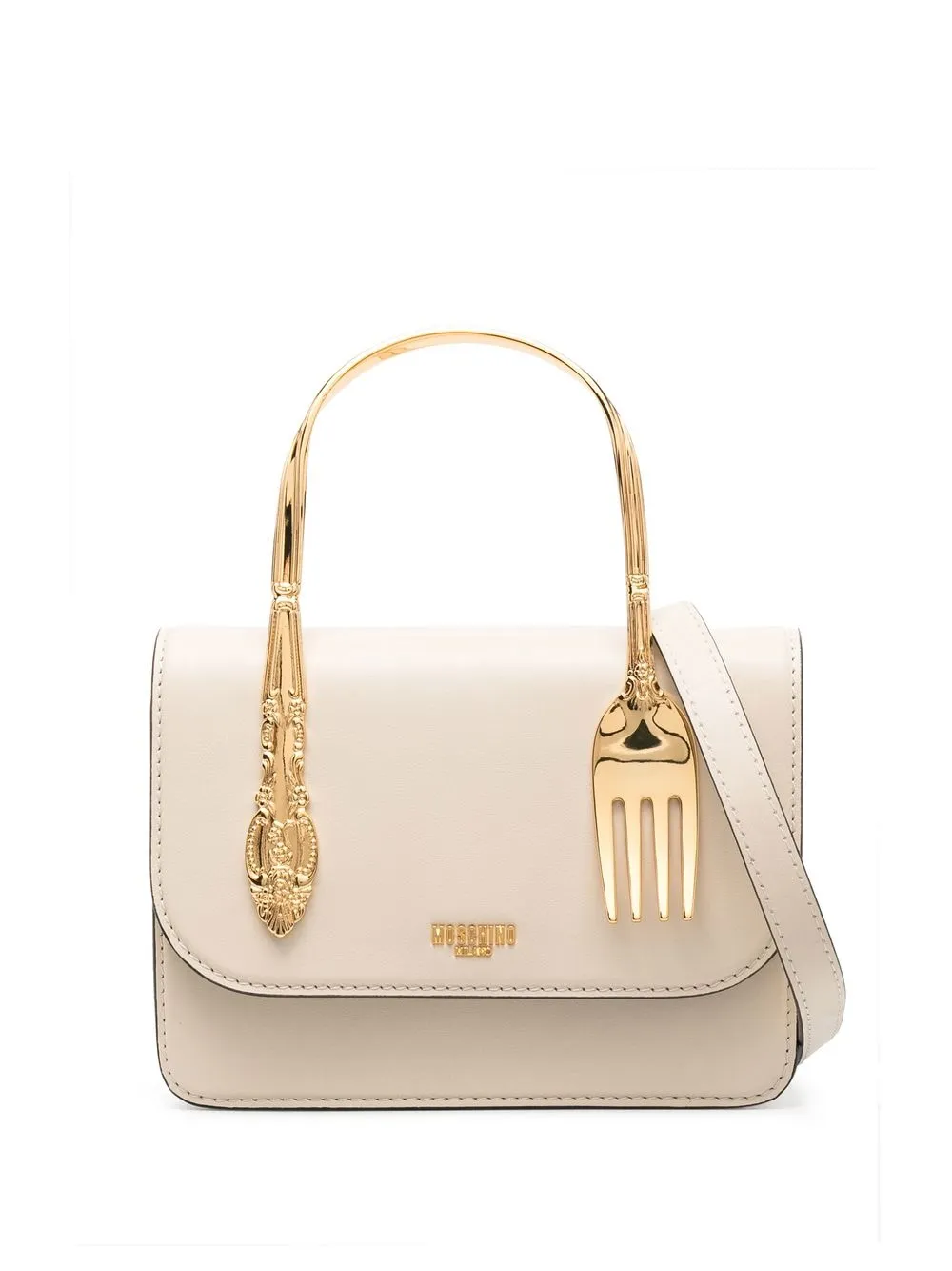 

Moschino fork-detail leather tote bag - Neutrals