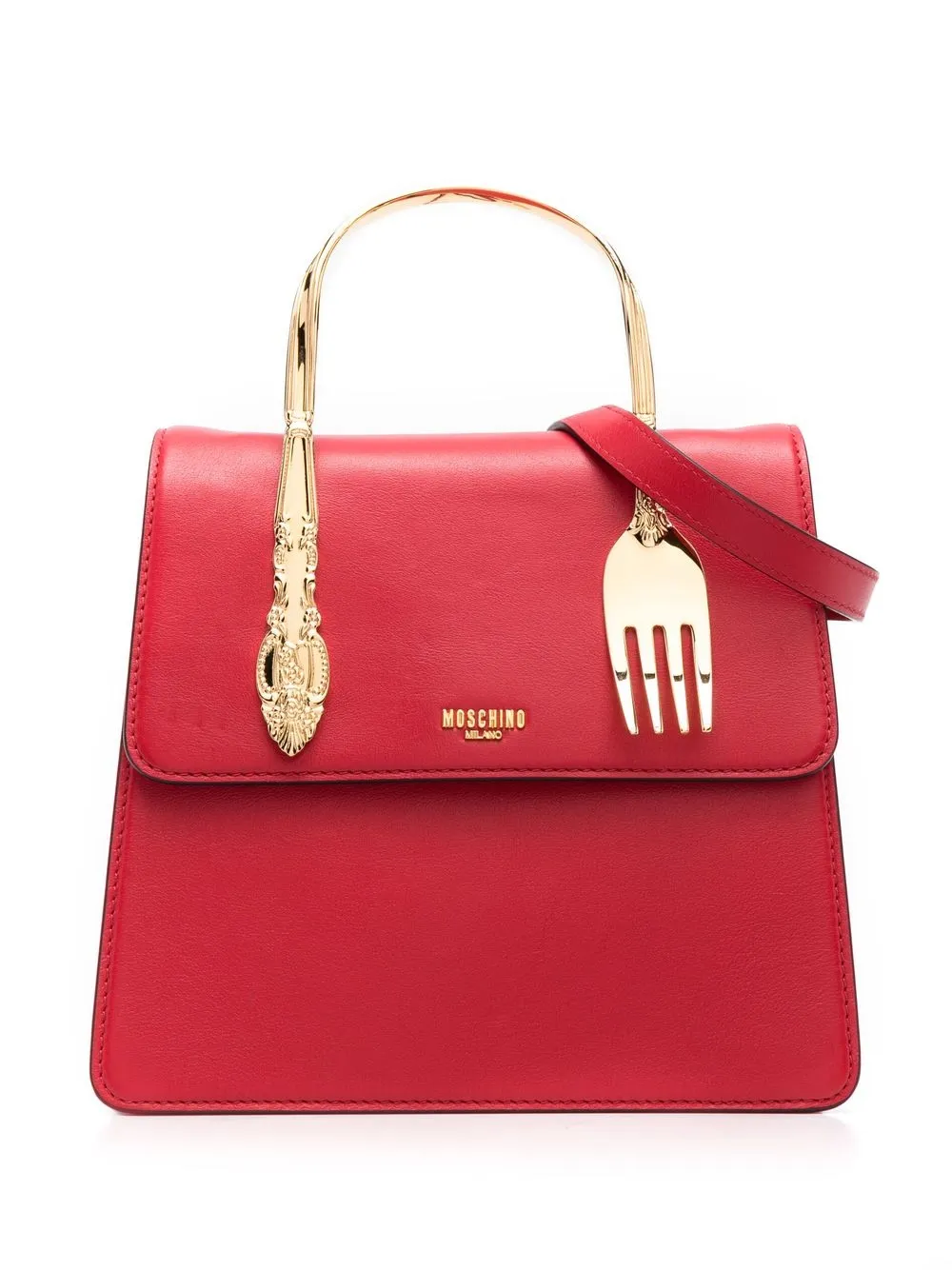 

Moschino utensil appliqué top-handle bag - Red