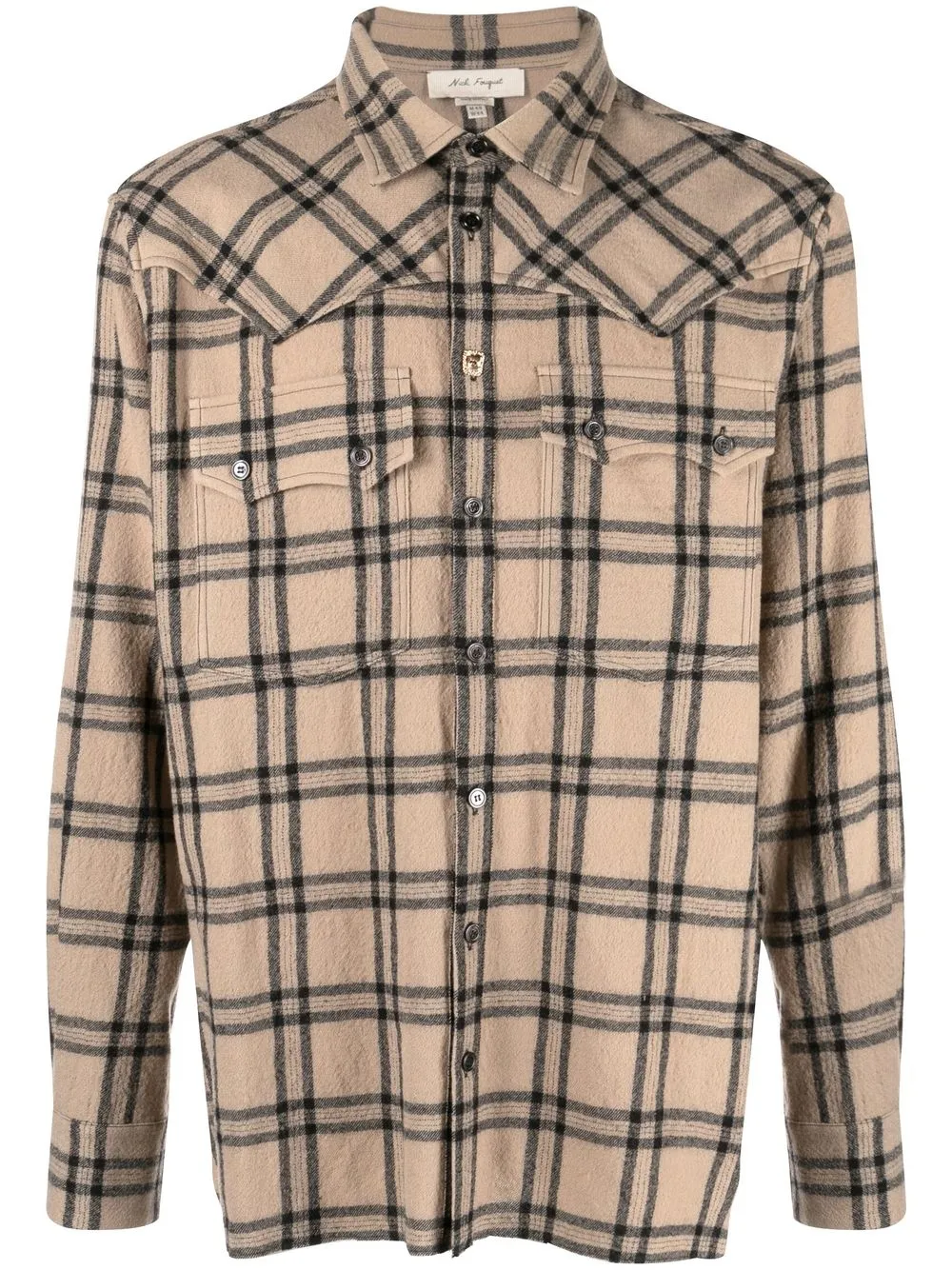 

Nick Fouquet checked virgin wool shirt - Brown