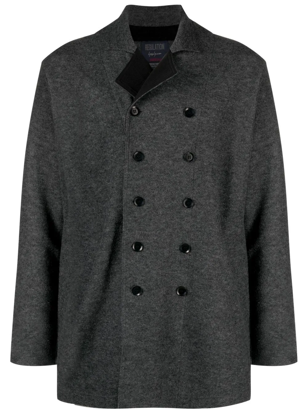 

Yohji Yamamoto stand-up collar double-breasted coat - Grey