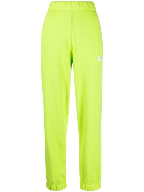 GANNI logo-embroidered fleece joggers