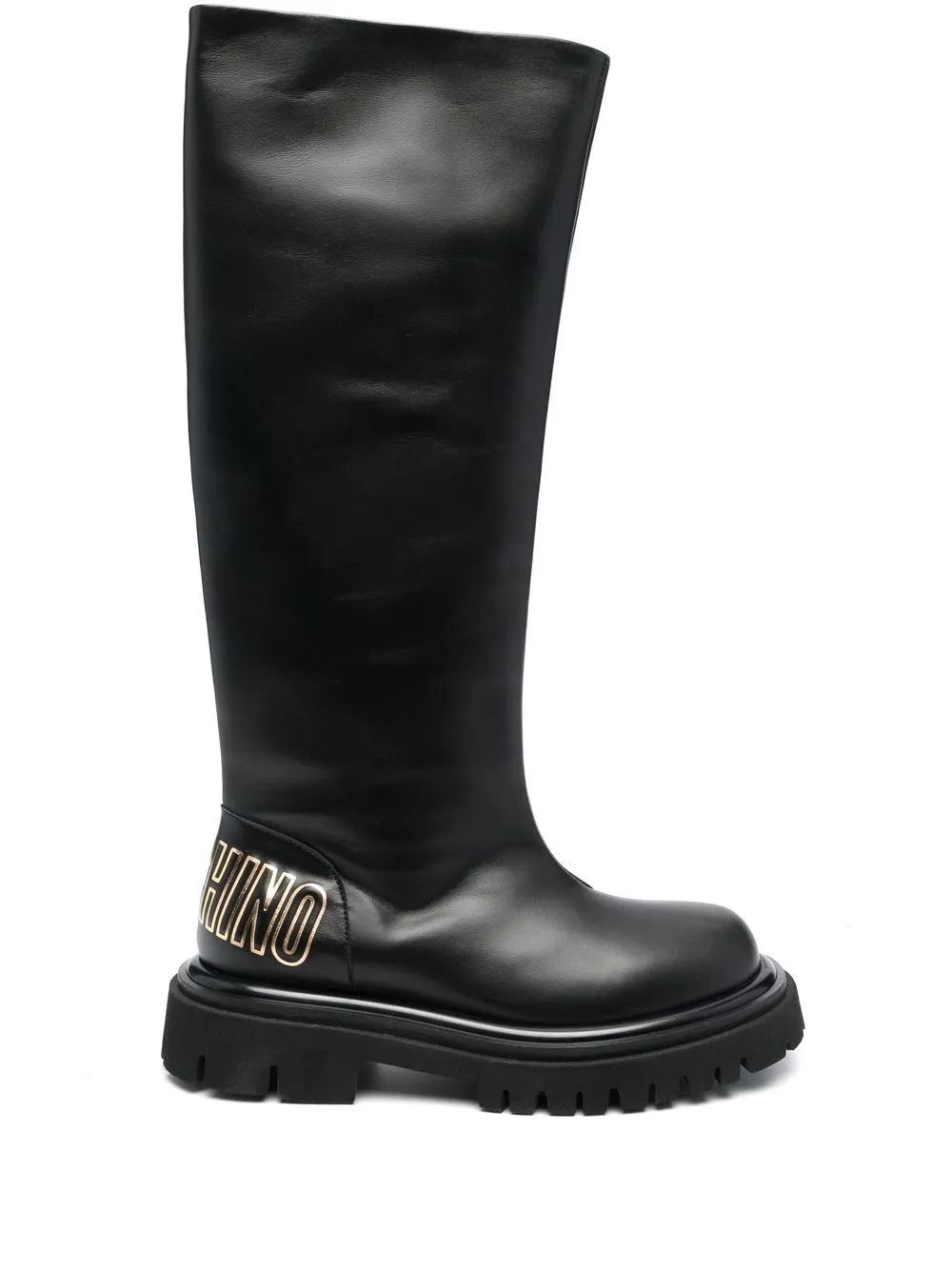 

Moschino logo-print knee-high boots - Black