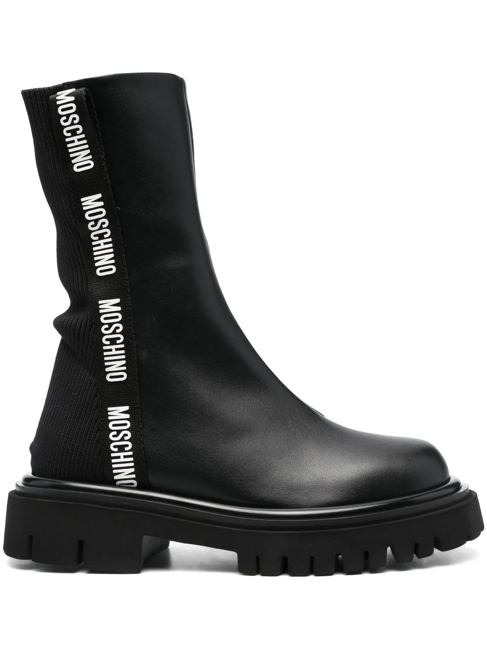

Moschino logo-trimmed leather ankle boots - Black