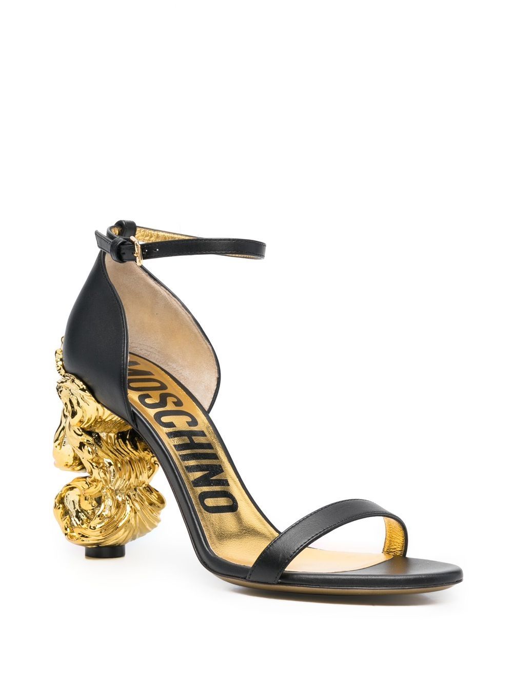 Moschino Sandalen met bewerkte hak - Zwart