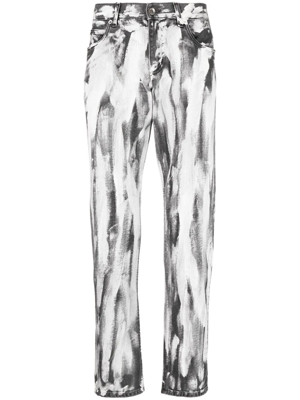 

Dolce & Gabbana brushstroke-print slim-cut jeans - Black