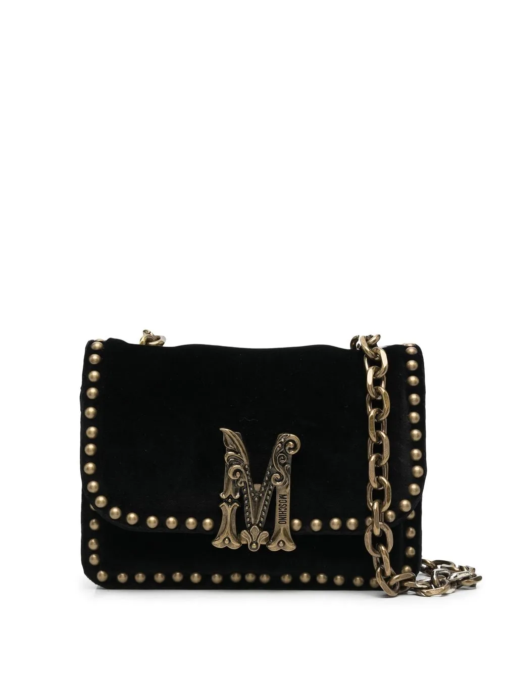 

Moschino bolsa de hombro capitonada con monograma - Negro