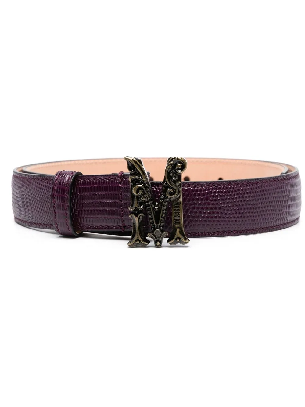 

Moschino logo-buckle croc-effect belt - Purple