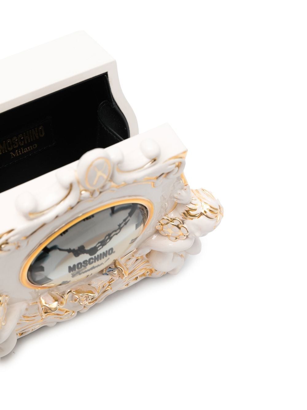 Shop Moschino Clock Sculpted Clutch In Neutrals