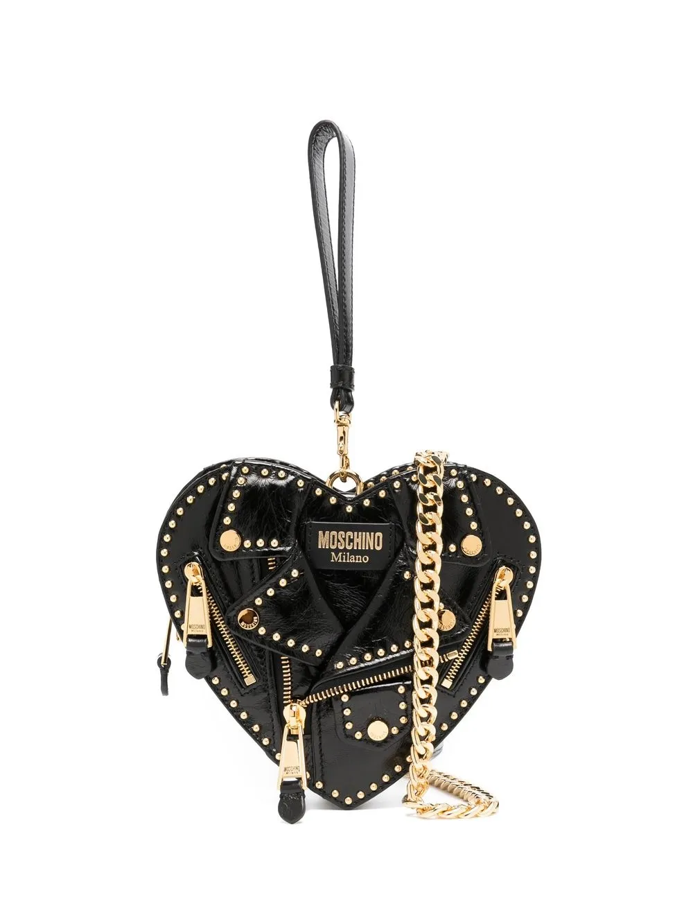 

Moschino bolsa de mano biker en forma de corazón - Negro