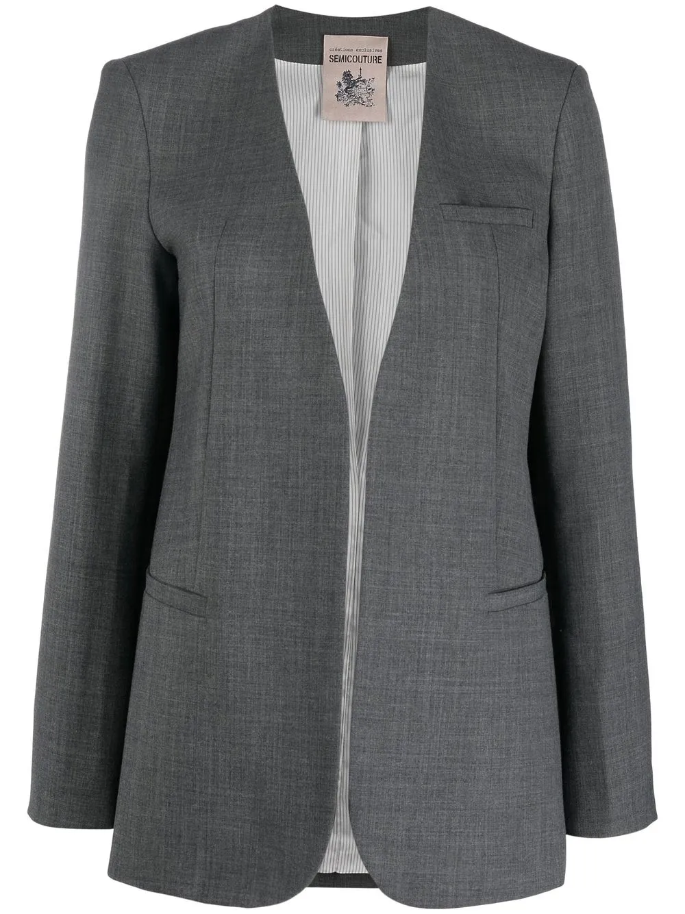 

Semicouture blazer sin cuello y botones - Gris