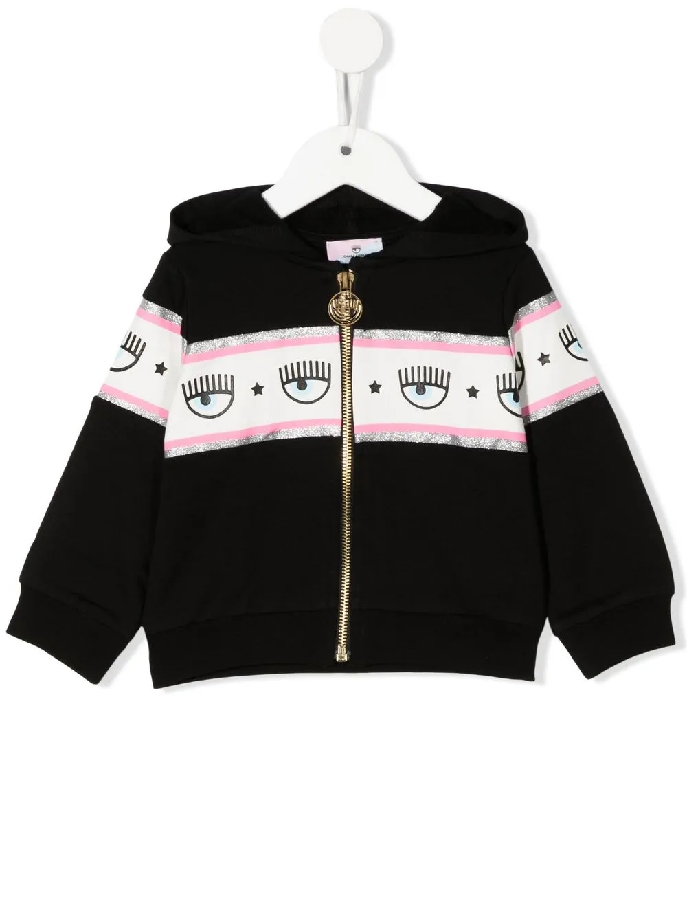 

Chiara Ferragni Kids hoodie con logo estampado y cierre - Negro