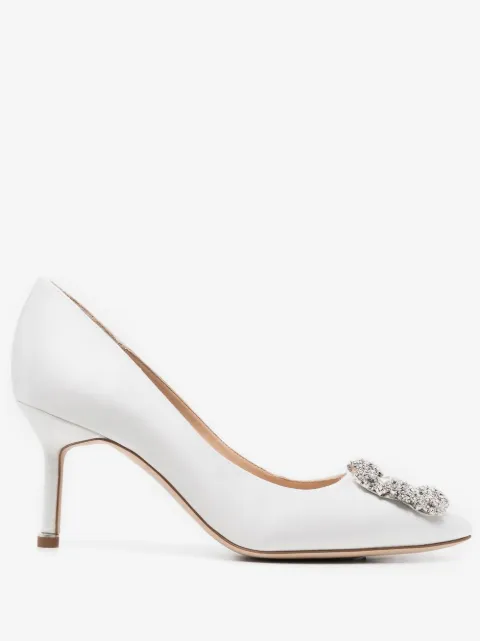 Manolo Blahnik 70mm Hangisi crystal-buckle pumps