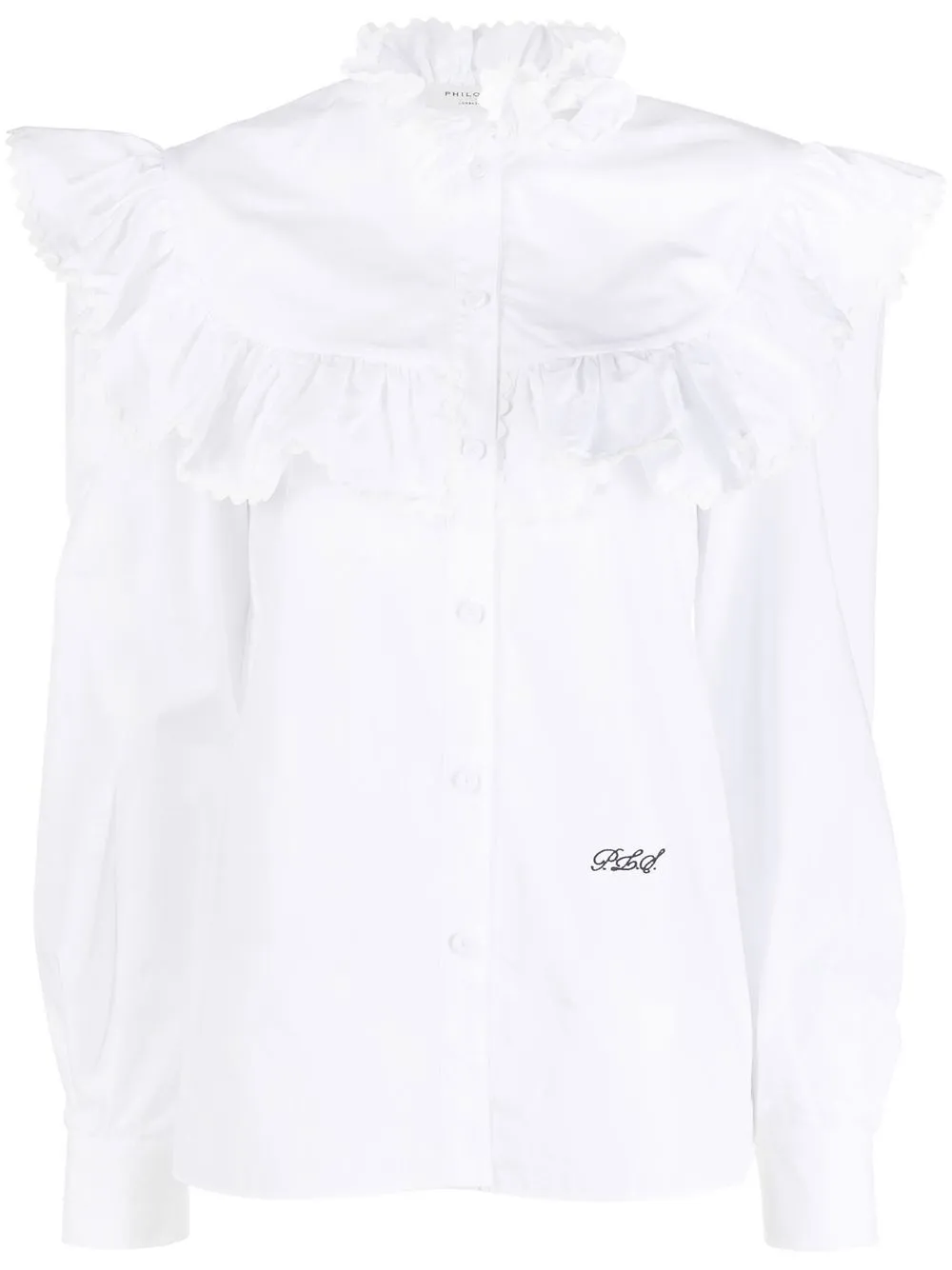 

Philosophy Di Lorenzo Serafini ruffle-trim long-sleeve shirt - White