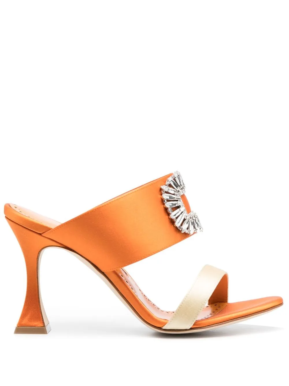 

Manolo Blahnik mules Laali con detalles de cristal y tacón de 95mm - Naranja