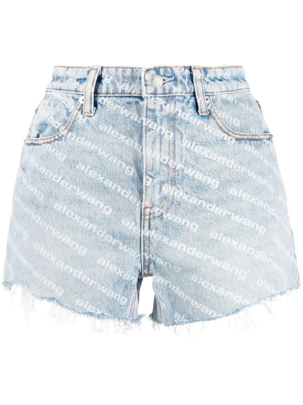 

Alexander Wang shorts de mezclilla con logo estampado - Azul