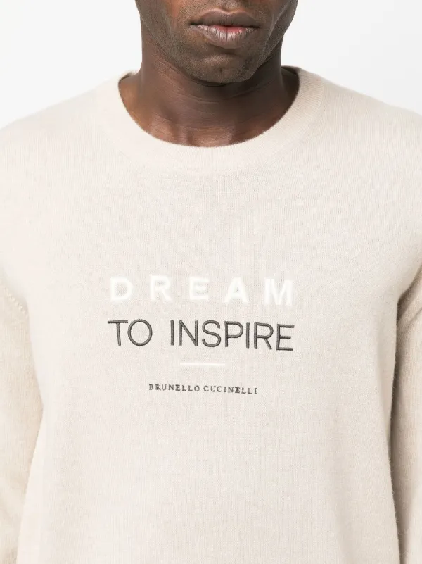 【送料&関税込】Brunello Cucinelli Logo Printed Crewneck T-s Brunello Cucinelli logo-print Cashmere Sweatshirt | Neutrals