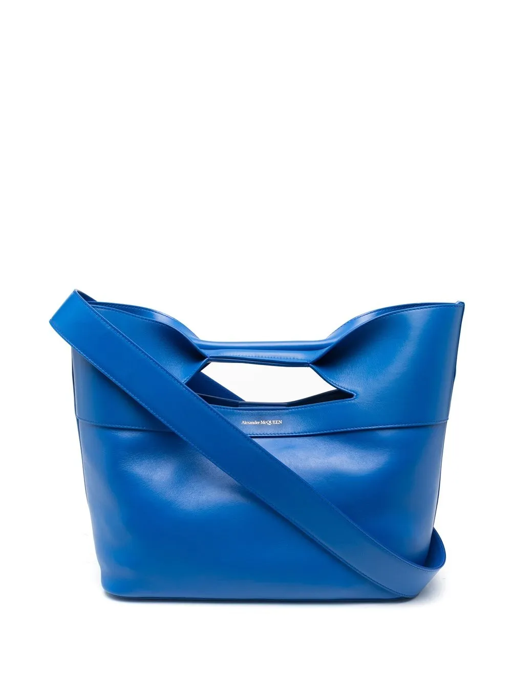 Alexander Mcqueen Bow Logo Lettering Tote Bag In Blau ModeSens