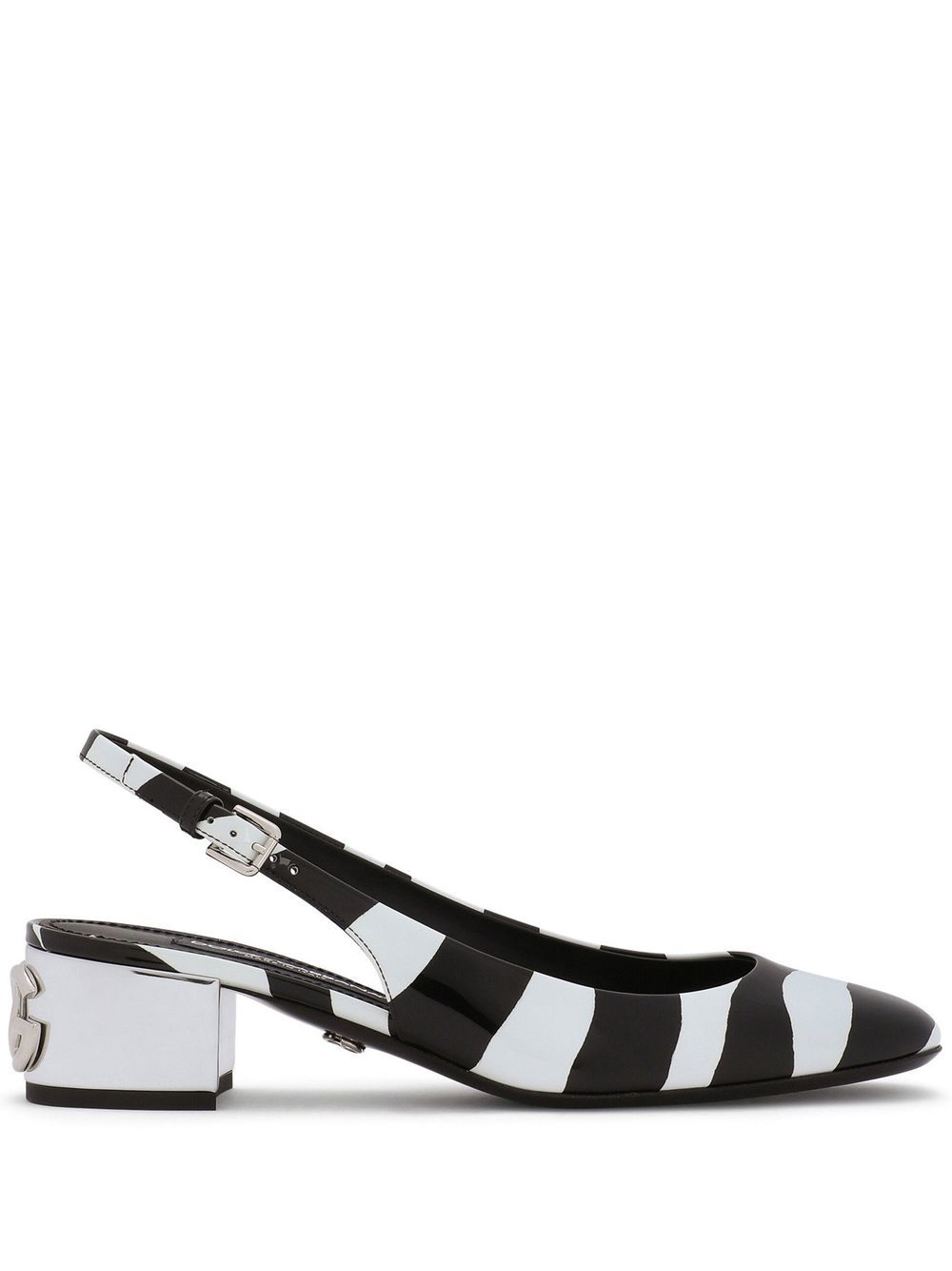 stripe-print mules