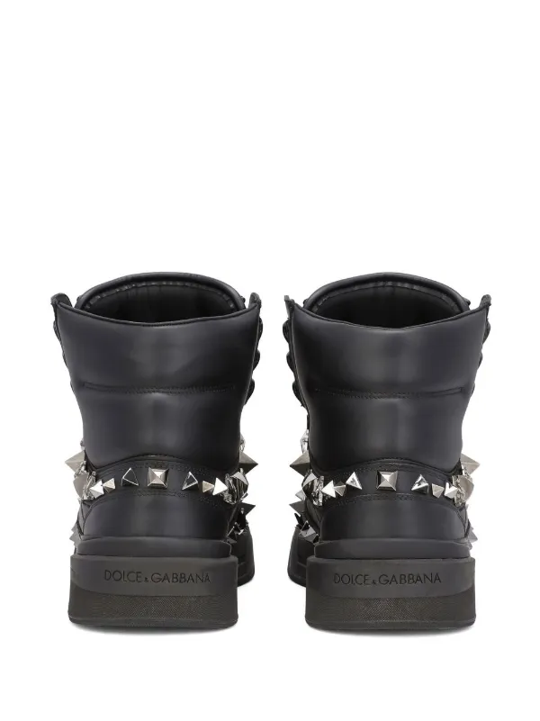 Dolce & Gabbana DG Logo Studded high-top Sneakers | Black Dolce & Gabbana DG Logo Studded high-top Sneakers | Black