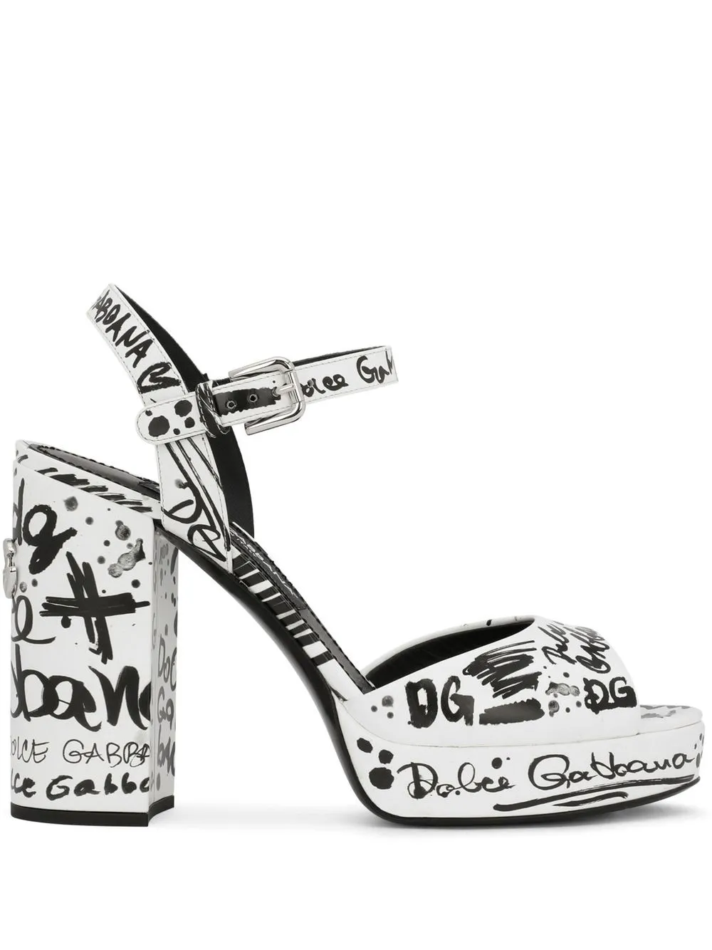 

Dolce & Gabbana sandalias con plataforma y estampado gráfico - Blanco