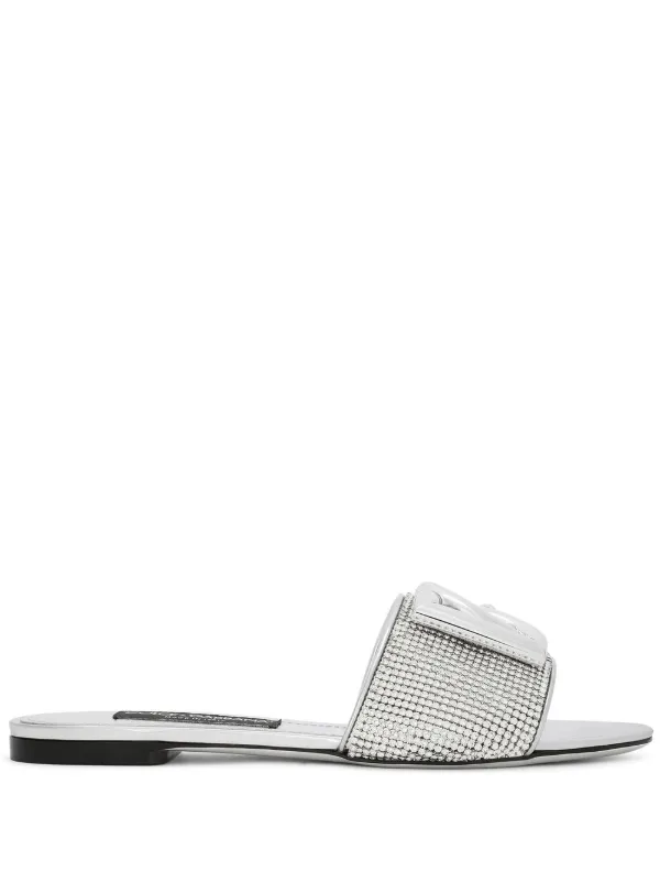 サンダル・ミュール DOLCE & GABBANA 'DG' slides Gray Dolce & Gabbana DG Millenials Metallic Leather Sandals