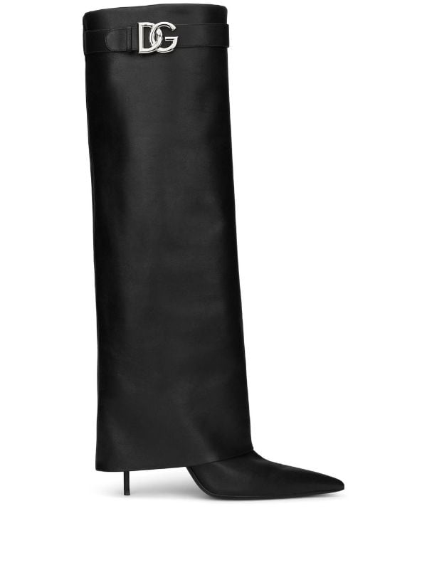 Dolce Gabbana Bottes En Cuir Logo DG Farfetch