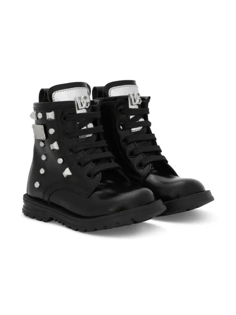 Dolce & Gabbana Kids studded leather ankle boots