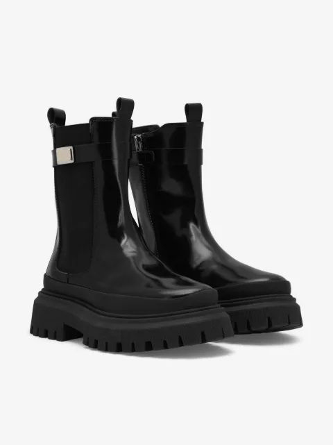 Dolce & Gabbana Kids logo-tag leather Chelsea boots
