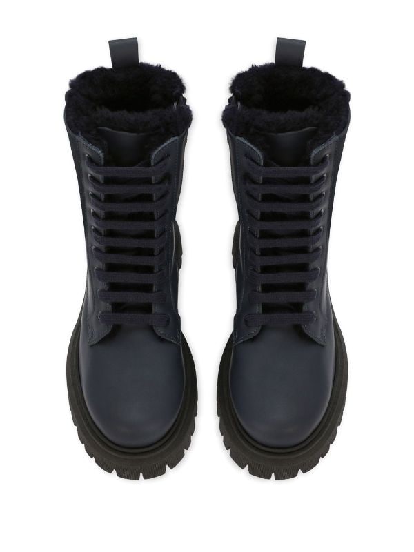 Faux fur combat clearance boots