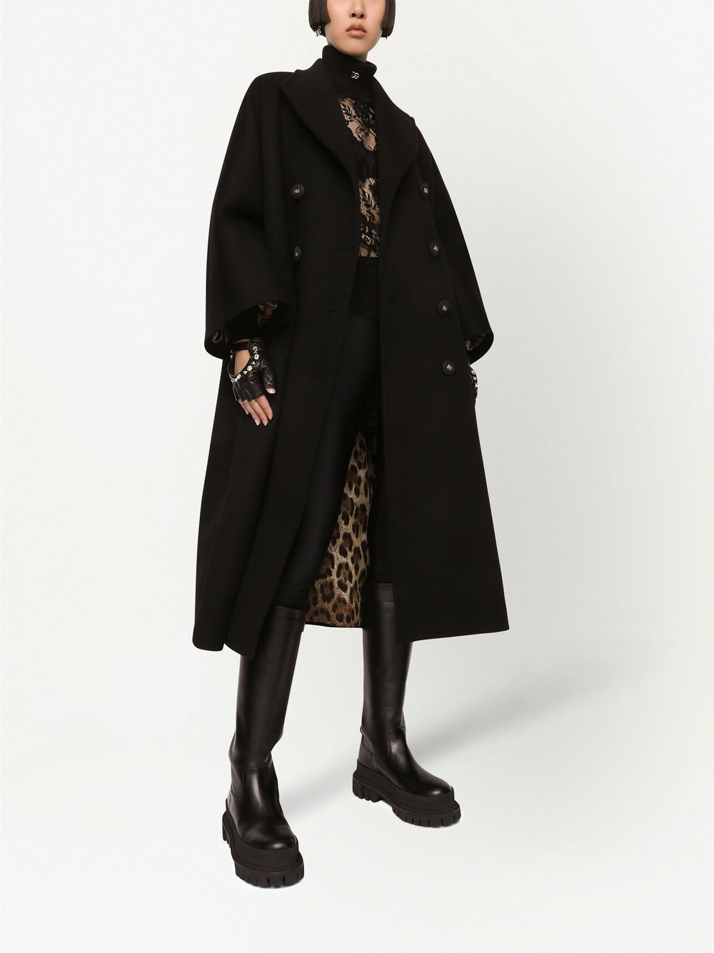 Shop Dolce & Gabbana Double-breasted Baize Coat In Black