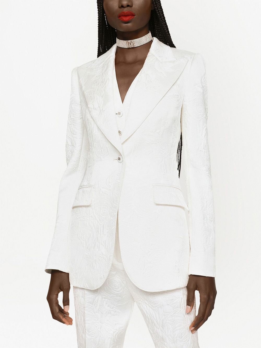 Shop Dolce & Gabbana Turlington Floral-brocade Blazer In White