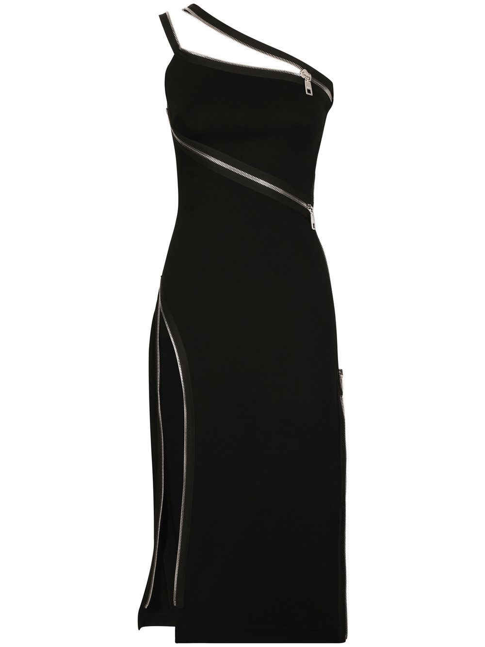 Image 1 of Dolce & Gabbana asymmetric zip-detail midi dress