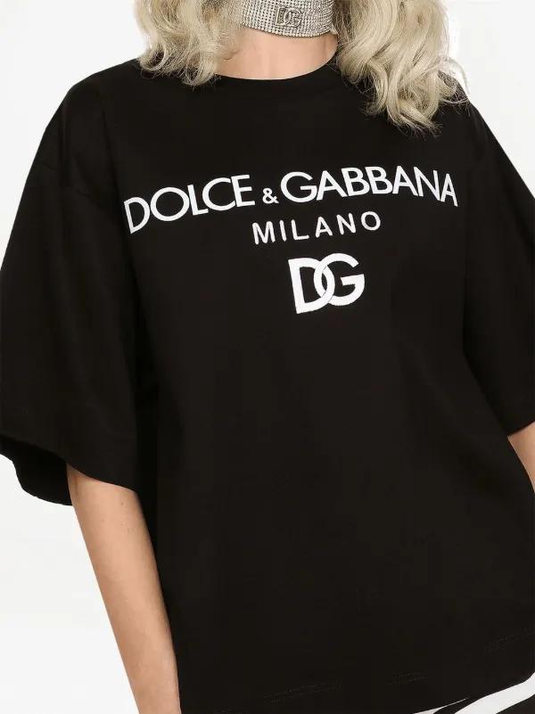 【関税込み】dolce & gabbana FLOCKED LOGO T-SHIRT Dolce & Gabbana flocked-logo Cotton T-shirt | Black | FARFETCH