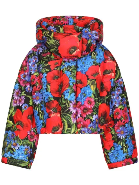 Dolce & Gabbana short floral-print down jacket