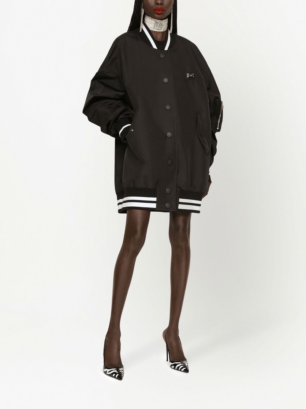 Shop Dolce & Gabbana Stripe-trim Bomber Jacket In Black