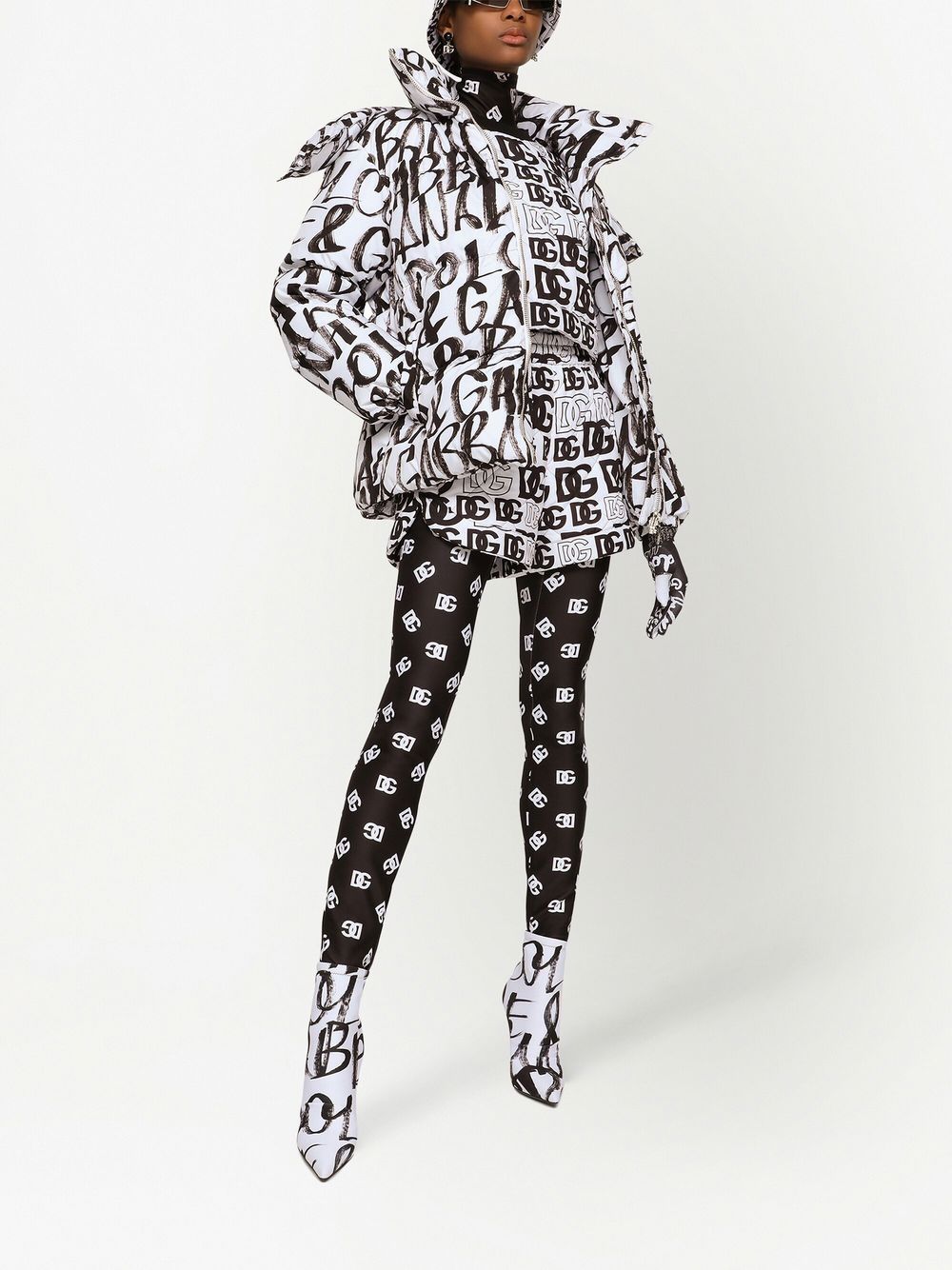 Shop Dolce & Gabbana Piumino Graffiti-logo-print Padded Jacket In White