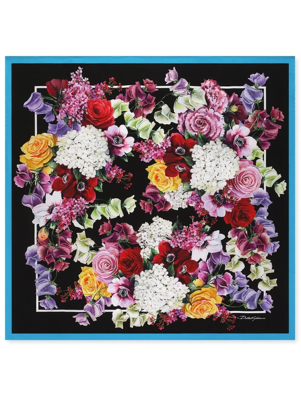 

Dolce & Gabbana mascada con estampado floral de 70x70cm - Negro