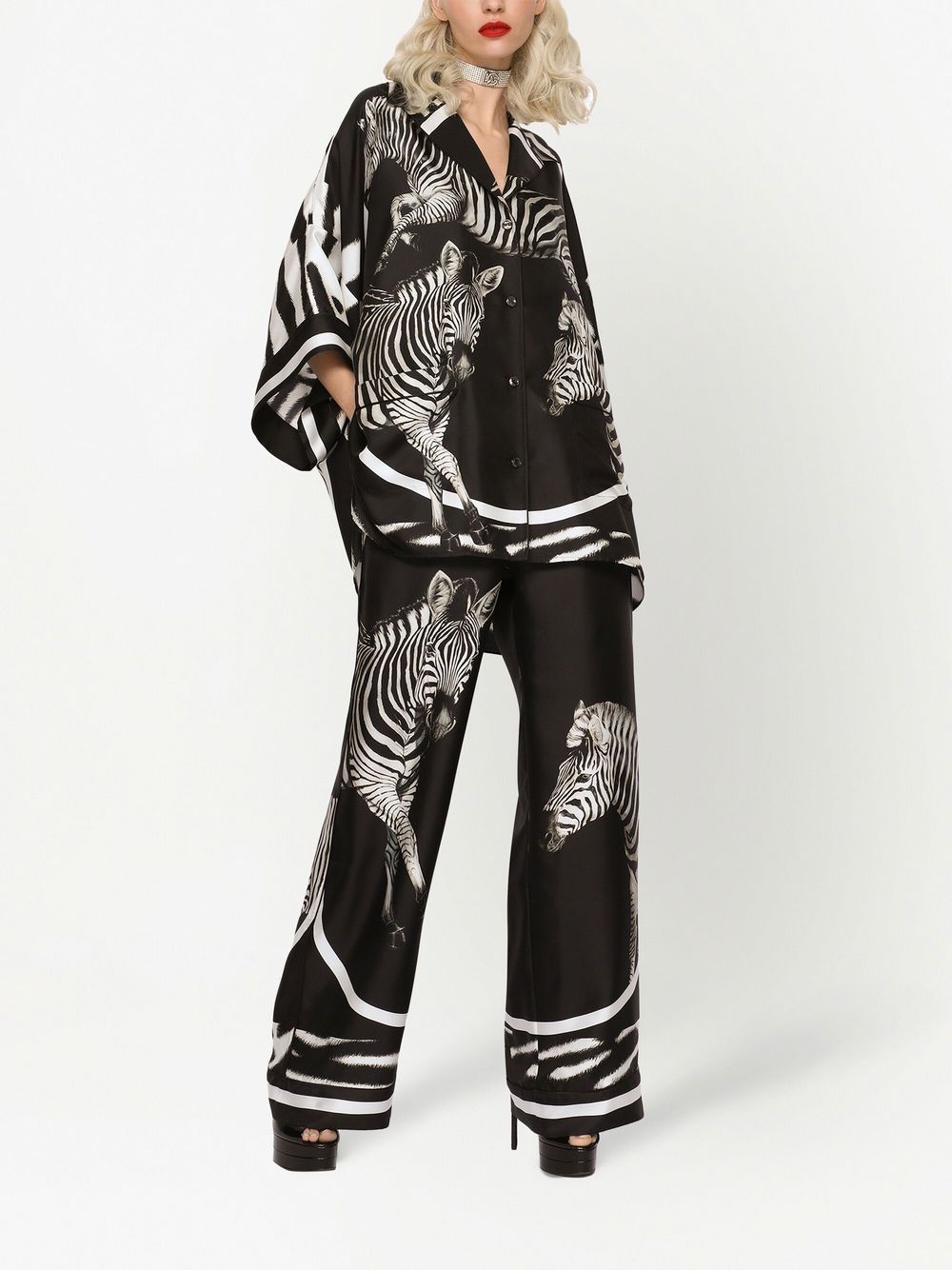 Shop Dolce & Gabbana Zebra-print Twill Pajama Bottoms In Schwarz