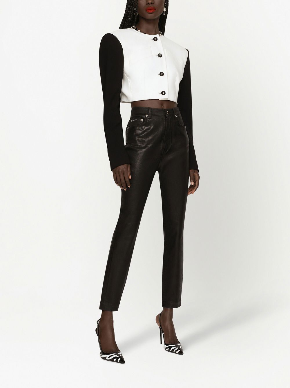 Shop Dolce & Gabbana Grace Coated Skinny Jeans In Black