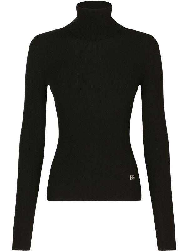 Black Logo-plaque roll-neck jumper Farfetch Women Clothing Sweaters Turtlenecks 