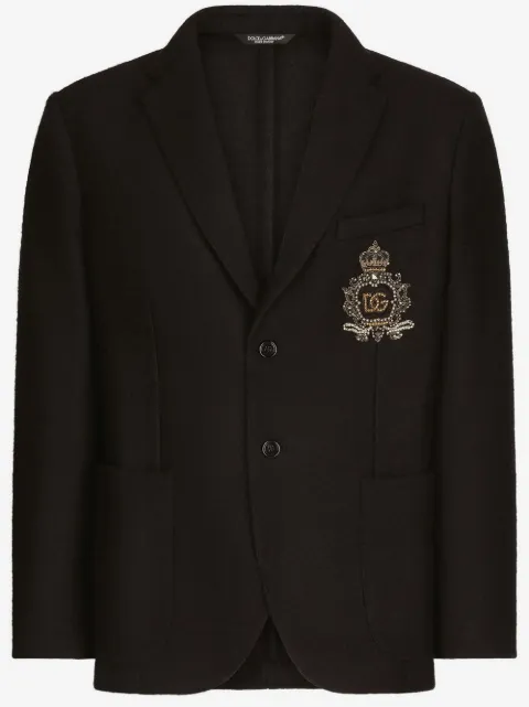 Dolce & Gabbana heraldic-patch single-breasted blazer